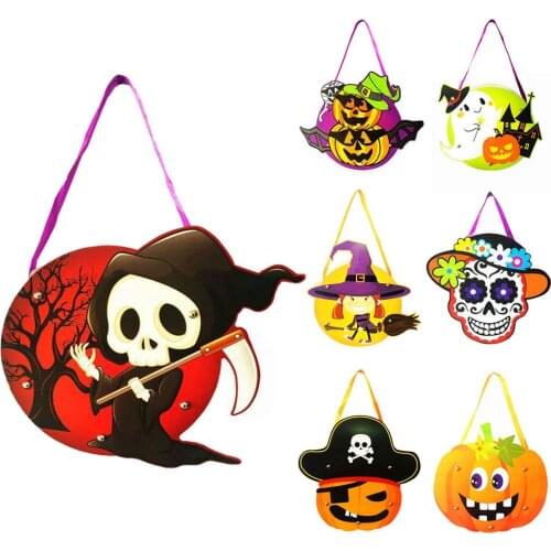 7PCS Halloween Trick or Treat Bags Kids DIY Candy Goody Tote Candy Gift Bag Halloween Pumpkin Paper Container Holiday Supplies