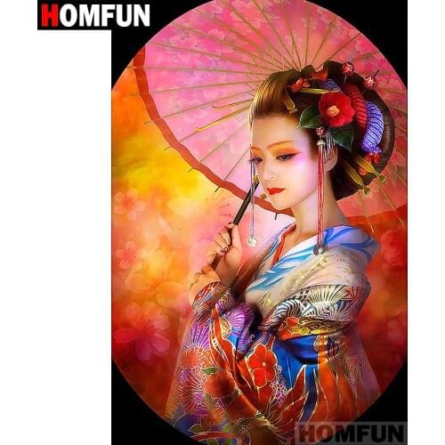 HOMFUN Full Square/Round Drill 5D DIY Diamond Painting "Japanese woman" Embroidery Cross Stitch 5D Home Decor Gift A07079