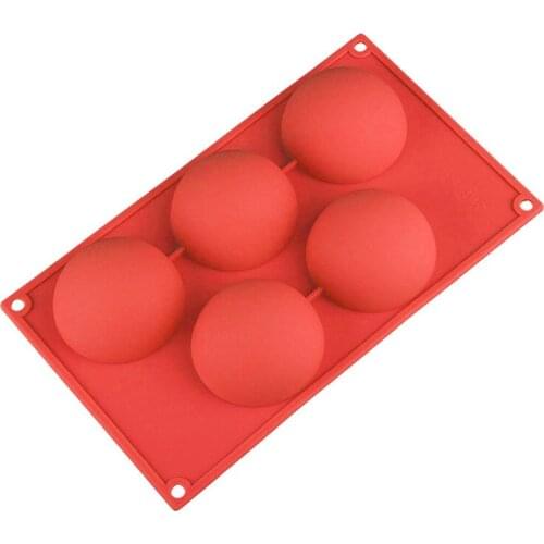 Large 5-Cavity Semi Sphere Silicone Baking Mold for Chocolate Bomb Cake Jelly Dome Mousse DIY Kitchen Accessories