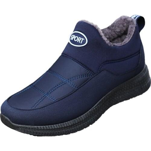 Winter New Mens Snow Boots Fashion Round Toe Mens Cotton Boots Plus Velvet To Keep Warm Mens Flat Boots