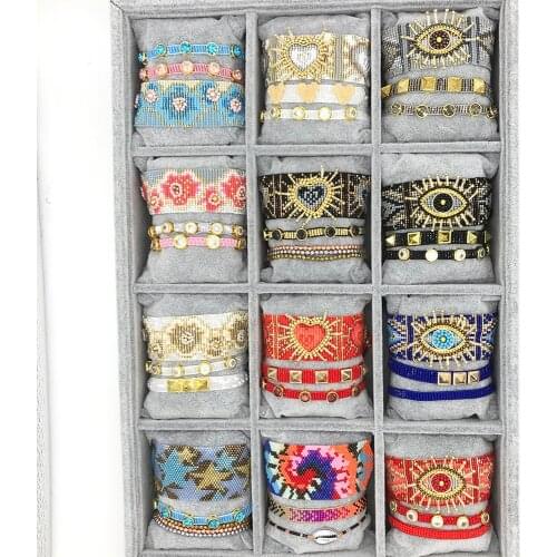 BLUESTAR MIYUKI Bracelet Femme 3D Turkish Eye Bracelet For Women Jewelry Heart Pulseras Mujer Moda Handmade Woven Armband