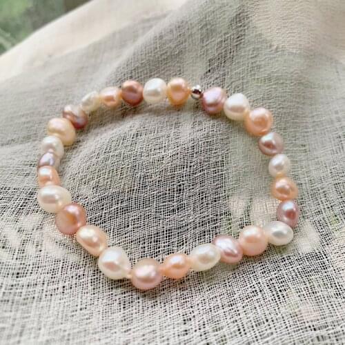 Real Natural Freshwater Baroque Pearl Bracelets Bangles for Women Sweet Girls Mixed Pearl Elegant Jewelry Bracelets Women Gifts