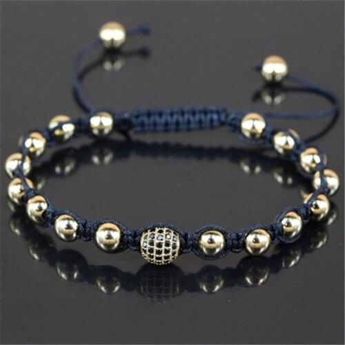 Brand Anil Arjandas Bracelet Fashion Men Macrame Bracelets 4mm Copper Beads & 8mm Micro CZ Braided Macrame Bracelets for Unisex