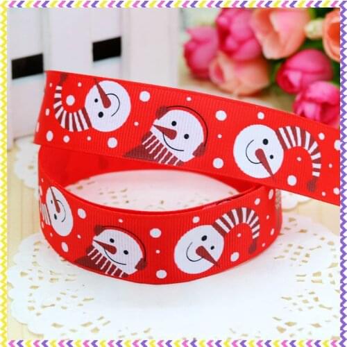 DHK 1'' 5yards snowman christmas printed grosgrain ribbon headwear hair bow diy party decoration wholesale OEM 25mm E1429