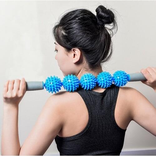 Gym Muscle Massage Roller Yoga Stick Body Massage Relax Tool Muscle Roller Sticks with 5 Point Spiky Ball