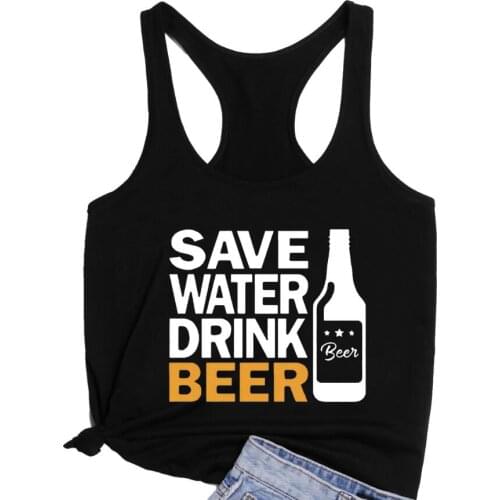 Save Water Drink Beer Racerback Vest Funny drinker personalized tank top women casual summer beach 90s aesthetic top