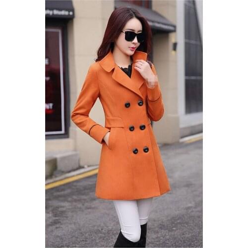 G1178 2019 spring autumn winter new Korean version women wear fashion double-breasted Blends coat cheap wholesale