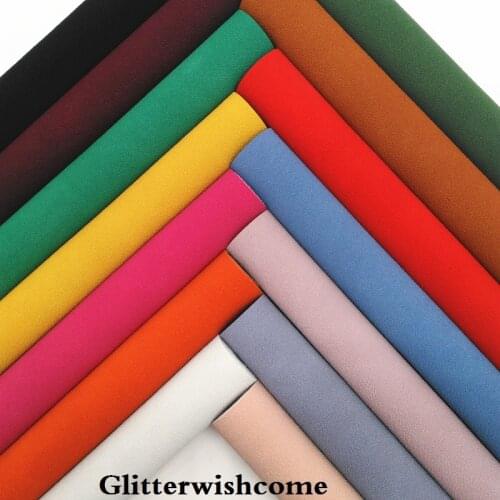Glitterwishcome 21X29CM A4 Size Vinyl For Bows Suede Leather Fabirc Faux Leather Sheets for Bows, GM187A
