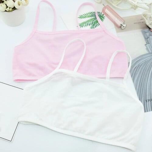 Puberty Teenage Girl Cotton Underwear Student Brassiere Training Bra Solid Color