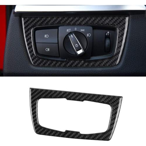Compatible with Interior Carbon Fiber Headlight Switch Buttons Cover Trim for BMW 3 4 Series GT F30 F32 F34 2013-2017