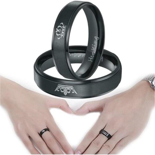 Rings For Couples King Queen Stainless Steel Crown Matching Wedding Anniversary Engagement Promise Rings for Him Her BF GF V-Day