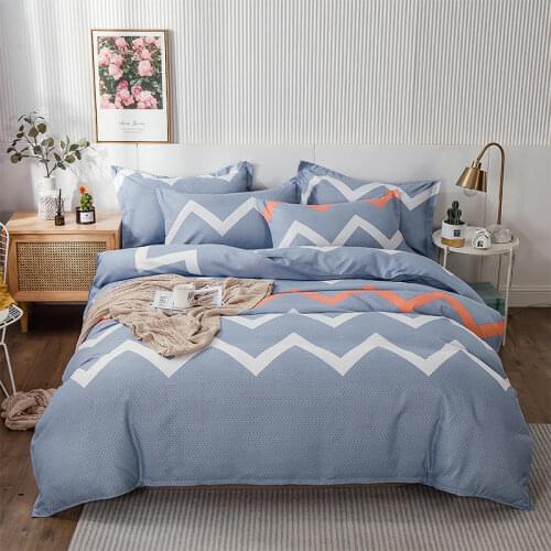 Nordic Printed Bedding Set Single Double Queen Quilt Cover Flat Bed Sheet Wave Lattice Duvet Cover 240x220 King Size For Adult