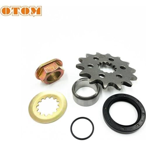 OTOM Motorcycle Small Chain Sprocket With Retainer Plate Locker Bearing Bushing Sleeve Oil Seal Set For KAWASAKI LONCIN VOGE300R