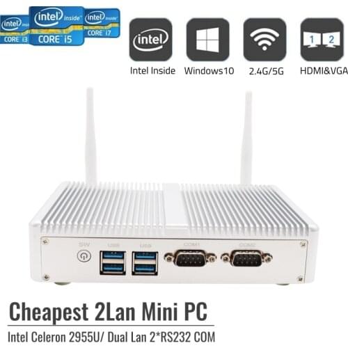 Cheapest Mini PC Intel Celeron 2955U Windows 10 Barebone Micro Desktop Computer With HDMI VGA 2COM 2LAN 4USB3.0 WIFI for Office