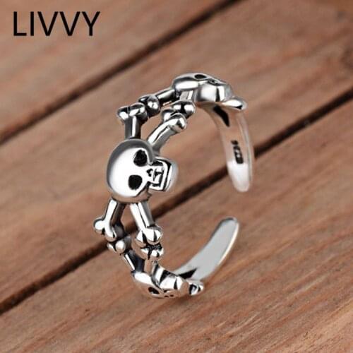 LIVVY Silver Color Round Geometric Ring For Fashion Women Cute Fine Jewelry 2020 skull Accessories Gift 2021 Trend