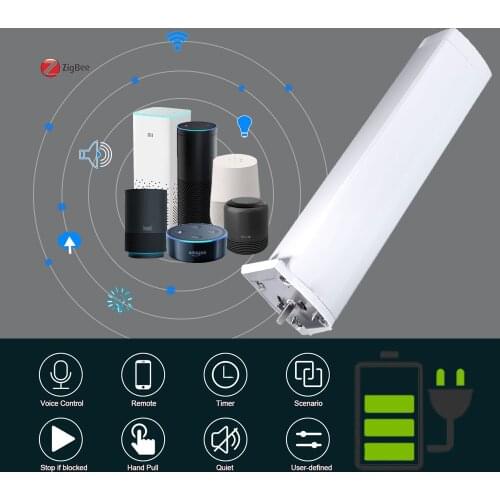 SZMYQ Tuya Smart ZigBee Battery Motorized Curtain Motor Wireless Electronic Timing Zip Window Opener Work With Alexa Google Home