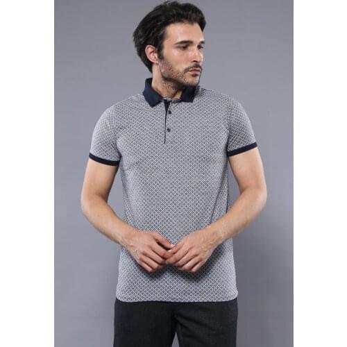 Patterned Grey Mens Polo Shirt Wessi
