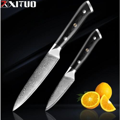 XITUO Damascus kitchen knife Sets 5"+3.5" Inch Paring 2Pcs of 67 layers Japan VG10 Damascus steel chef knife Utility Dining tool