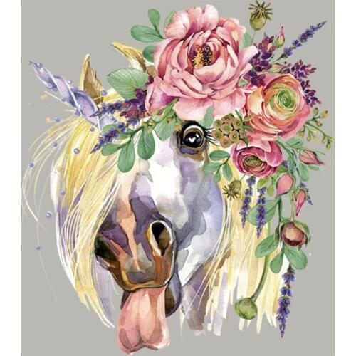 20pcs Flower Horse Badge Washable Heat Transfer Stickers Vinyl Patches Iron On Patch For Clothing Appliques Jacket Patchwork
