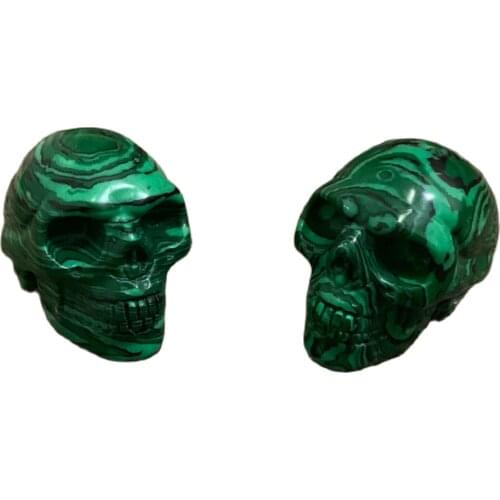 Natural malachite quartz crystal skull carving skull Reiki treatment