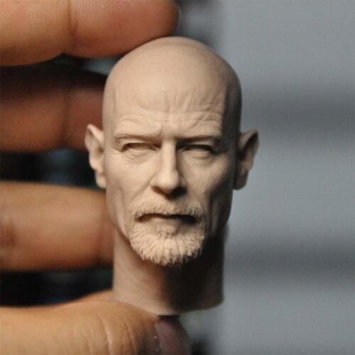 1/6 Scale Bad Break Walter White Unpainted Head For 12''Body DIY Accessories