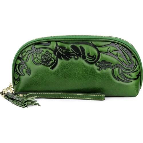 New Retro Oil Wax Leather Female Hand Holding Wallet First Layer Cowhide Lady Wallet Casual All Match Tassel Cow Leather Wallet