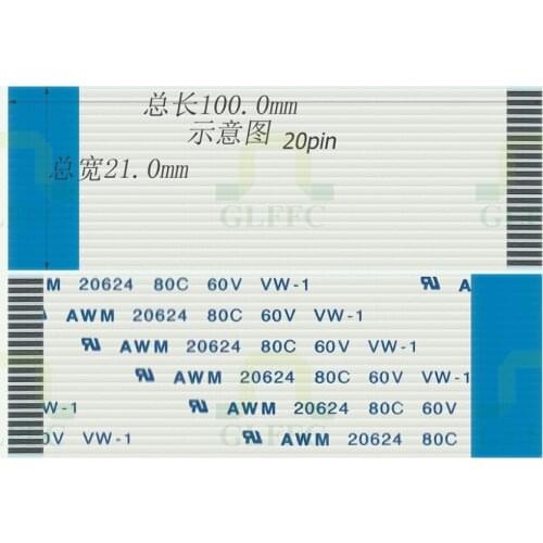 WZSM New AWM 20624 80C 60V VW-1 FFC FPC Flexible Flat Cable 1.0 mm 20 Pin 50mm 100mm 150mm 200mm 250mm 300mm Reverse Direction