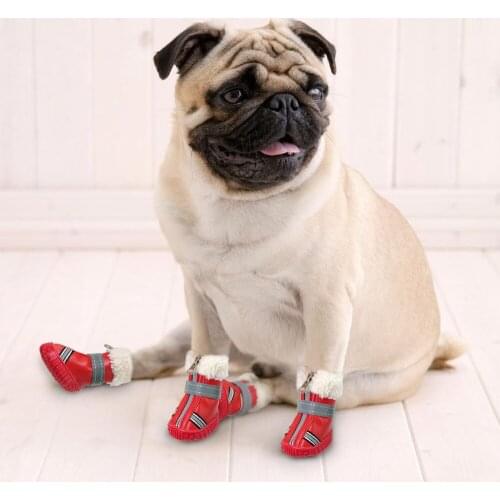 Dog Shoes Winter Cotton Anti Slip Dog Rain Snow Boots Reflective Waterproof Pet Shoes Footwear for Medium Large Dogs Bulldog