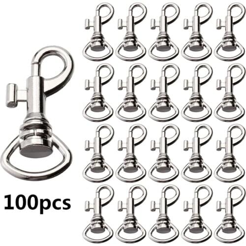 PARETO Wholesale 100pcs 34mm Chaveiro Zinc Alloy Snap Hook Key Chain For Keychain DIY Bag Accessories Nickel Plated