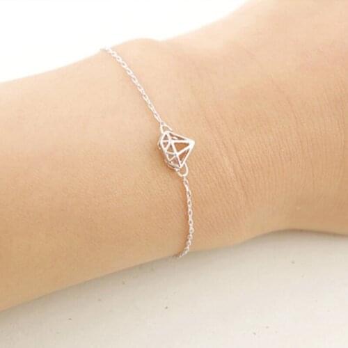 Gift For Her-Simple Diamant Shape Braclet Minimalist Charms Bracelets Femme Girls Fashion Jewelry Womens Accessories