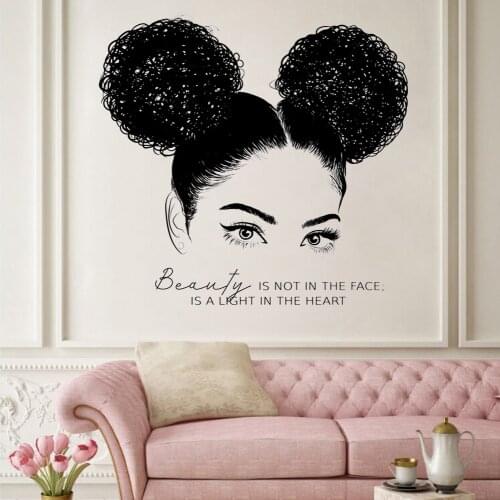 YOYOYU Removable African Woman Wall Decal Afro Girl Decal Afro Sticker Quote Wallpaper Murals Beauty Wall Sticker Posters W202