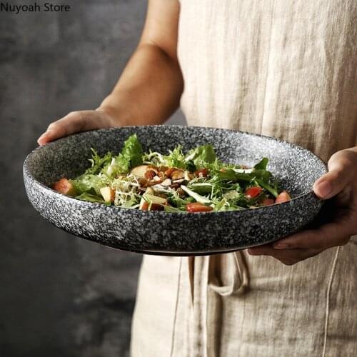 Japanese 8-inch Tableware Thickened Deep Disc Ceramic Dish Plate Creative Breakfast Plate Household Dishes Set Kitchen Supplies