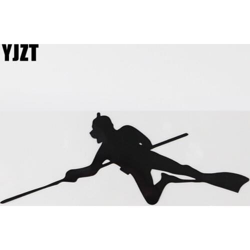 YJZT 18.5CMX7.1CM High Quality Spear Fishing Diver Decal Vinyl Car Sticker Black/Silver 8A-1103