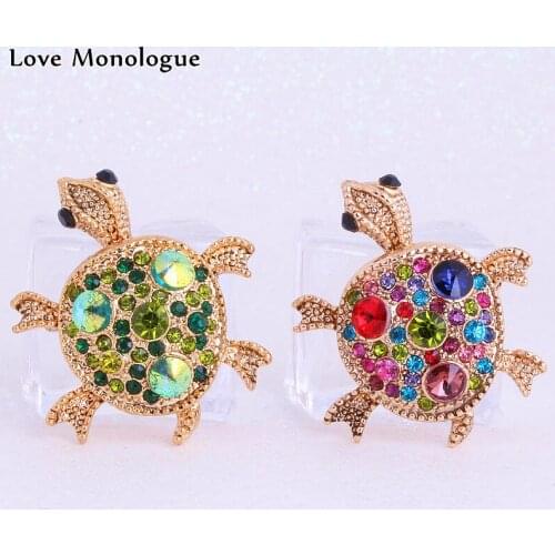 Love Monologue Animal Longevity Turtle Brooches Green & Multicolour Crystal Brooch Pins For Unisex Jewelry T035 Box Packing