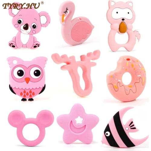 TYRY.HU 1pc Baby Girl Silicone Teether Teething Toy Baby Teether Beads DIY Sweet Koala Nursing Tool Pendant Food Grade Silicone