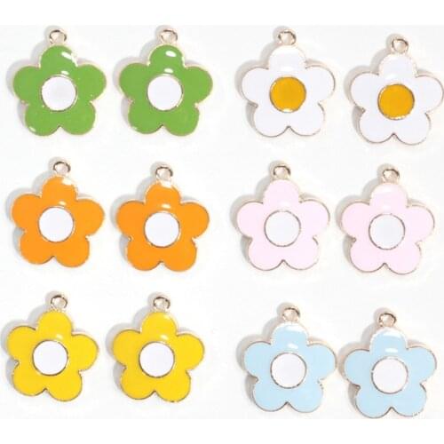 10pcs/lot 19x12mm Colorful Five Petal Flower Enamel Charms For Necklace Bracelet Jewelry Making DIY Earring Findings Wholesale