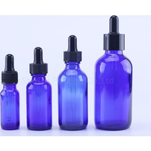 15ml 30ml 60ml 120ml blue Glass Bottle With Dropper Essential Oil Bottle , 60cc empty Boston bottle 10pcs
