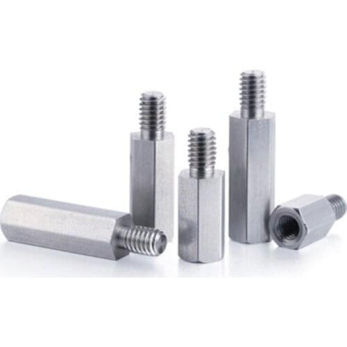4pcs/lot M4*5/6/8/10/12/15/20/50+6 male to female 304 Stainless steel hex standoff spacer