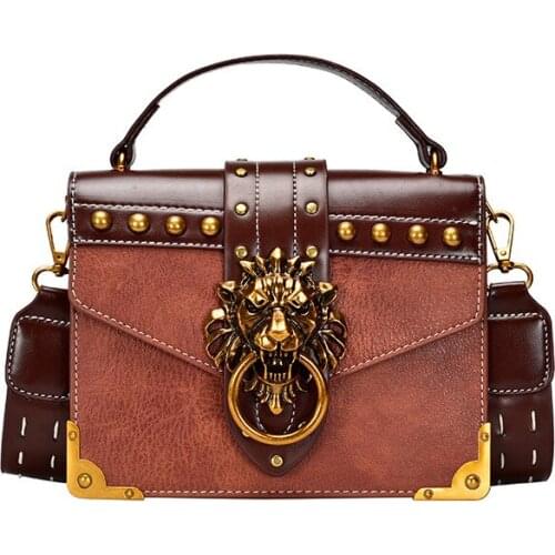 2021 Rivet Vintage Handbags Women Fashion Handbag Bags for Ladies PU Mini Square Handbags Shoulder Crossbody Bags