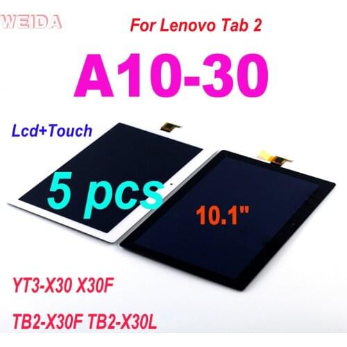5PCS For Lenovo Tab 2 A10-30 YT3-X30 X30F TB2-X30F TB2-X30L LCD Display Touch Screen Digitizer Assembly for Lenovo A10-30 LCD