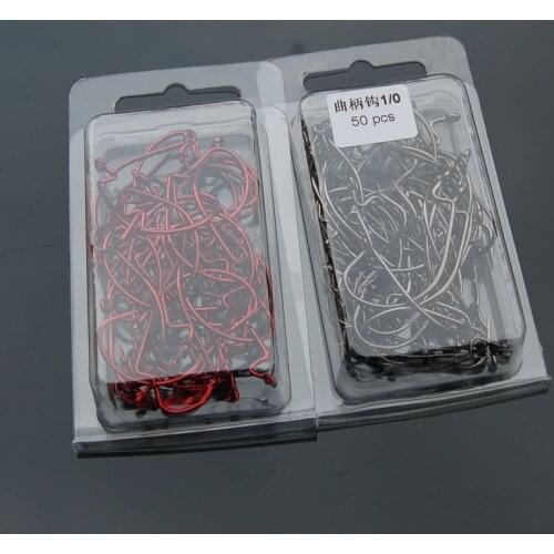 50pcs/lots texas fishing hook sets 1# 2# 1/0# 2/0# 3/0# Red Black Color High Carbon Anti Rust fishing bass camping fishhooks