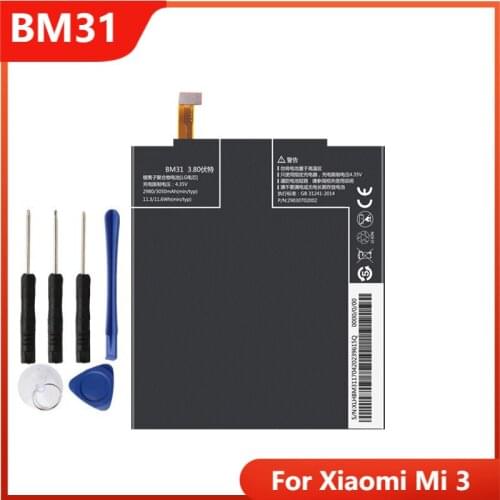 Xaio Mi Original Phone Battery BM31 For Xiaomi 3 M3 mi 3 Replacement Rechargable Batteries 3050mAh With Free Tools
