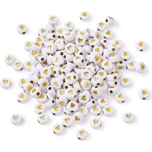 365pcs/50g Love Heart Acrylic Flat Round Beads Spacer Loose Beads DIY Handmade Jewelry Making Bracelet Necklace Accessories