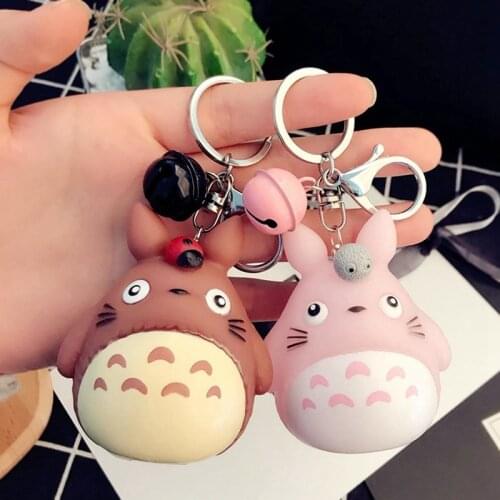 Fashion Keychains Cute Kawaii Kitten Cat Key Chain Ring Anime Totoro Keychain Creative Trinket Charm Women Girl Kids Keyring