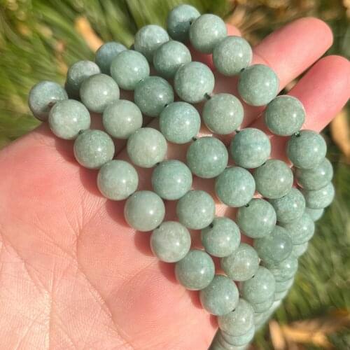 Natural Stone Beads Burmese Jades 6MM-12MM Round Loose Beads for Jewelry Making Handmade Diy Bracelet Necklace Jewellery 15 Inch