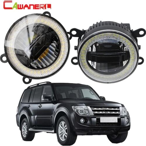 Cawanerl For Mitsubishi Pajero IV Van V80 V90 Box 2007-2012 Car LED Bulb Fog Light + DRL Daytime Running Lamp + Angel Eye 12V