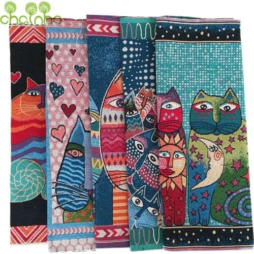 Chainho,Yarn Dyed Jacquard Cotton Linen Fabric,For DIY Sewing Cushion,Pillow,Bags Material,2 Pieces,48x48cm