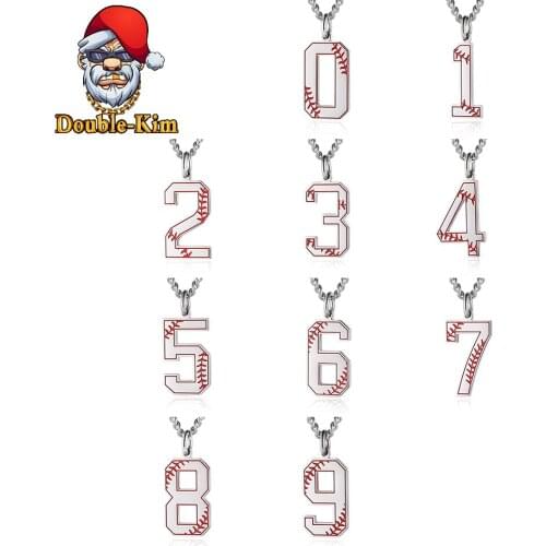 Baseball Digital Men Necklace Hiphop Rock Street Culture Titanium Stainless Steel Chain Necklace Fashion Man Jewelry Gift