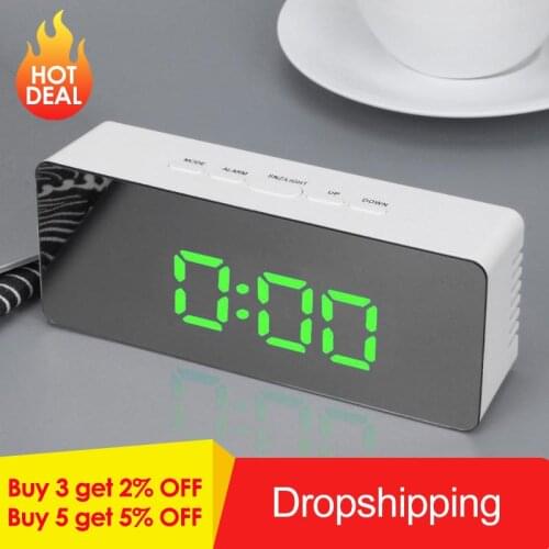 Digital LED Mirror Alarm Clock Desktop Clock Temperature Display Alarm Snooze Multi-function Electronic Timer Table clock newst