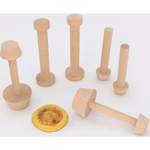 Wood Egg Tart Tamper Double Side Pastry Egg Tart Pusher Eggtart Mold Portable Dough Cookie Cutter Cake Baking Mold Kitchen Tools